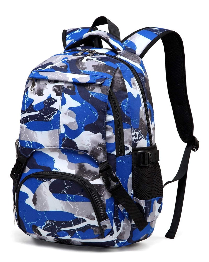 BLUEFAIRY Kids Backpack for Girls Boys Elementary Middle School Bookbag for Teens Ages 8-10 Back to School Bags Large Compartment Mochila Escolar para NiÃ±os Camo Blue - Image 1