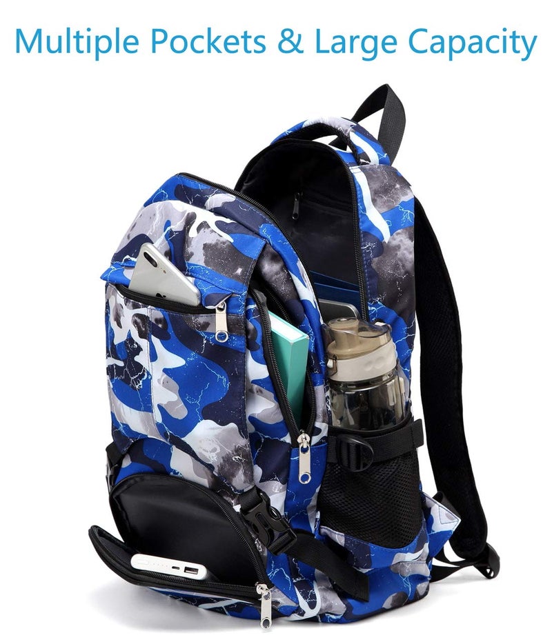 BLUEFAIRY Kids Backpack for Girls Boys Elementary Middle School Bookbag for Teens Ages 8-10 Back to School Bags Large Compartment Mochila Escolar para NiÃ±os Camo Blue - Image 5