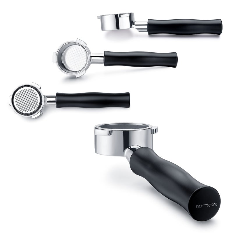 بورتافيلتر عاري بدون قاع 51 مم بنمط نورمكور 3 آذان يناسب آلات القهوة ديلونجي ديديكا EC680 و EC685 و SMEG مع مقبض من الألمنيوم المؤكسد يتضمن سلة فلتر بورتافيلتر