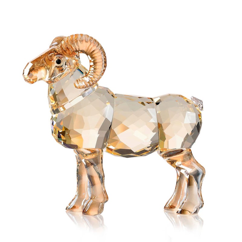 Realistic Animal Crystal Goat Art Figurine Collection Table top Ornament Statue Home Decor Gold