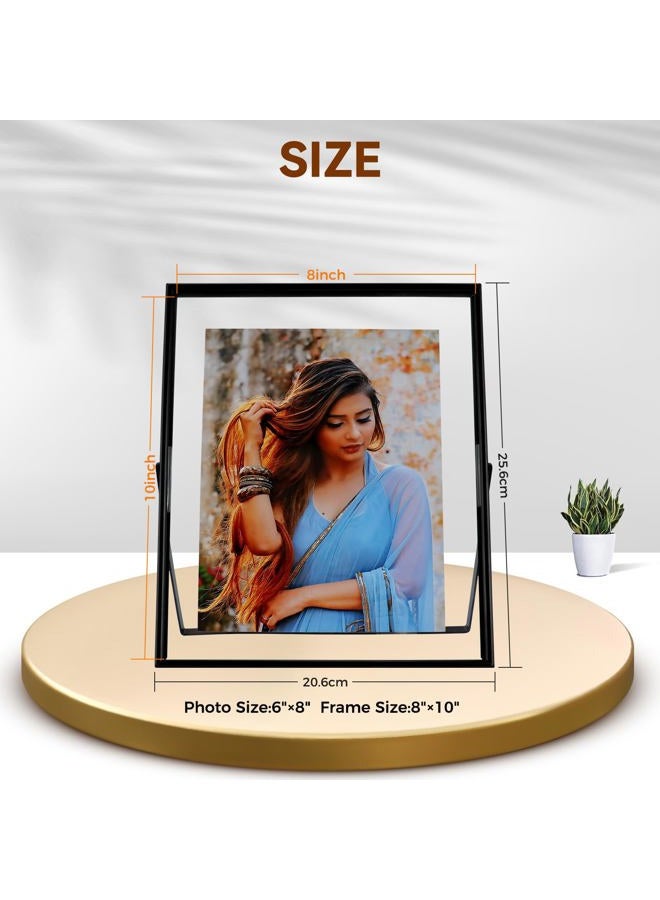 AhaGo Black Floating Frame, 8"x10", Vertical, For Picture 7x9, 6x8, 5x7, Tabletop Shelf Photo Frame, For Father or Mother, Classy For Birthday or Wedding, Home or Office Décor - Image 2