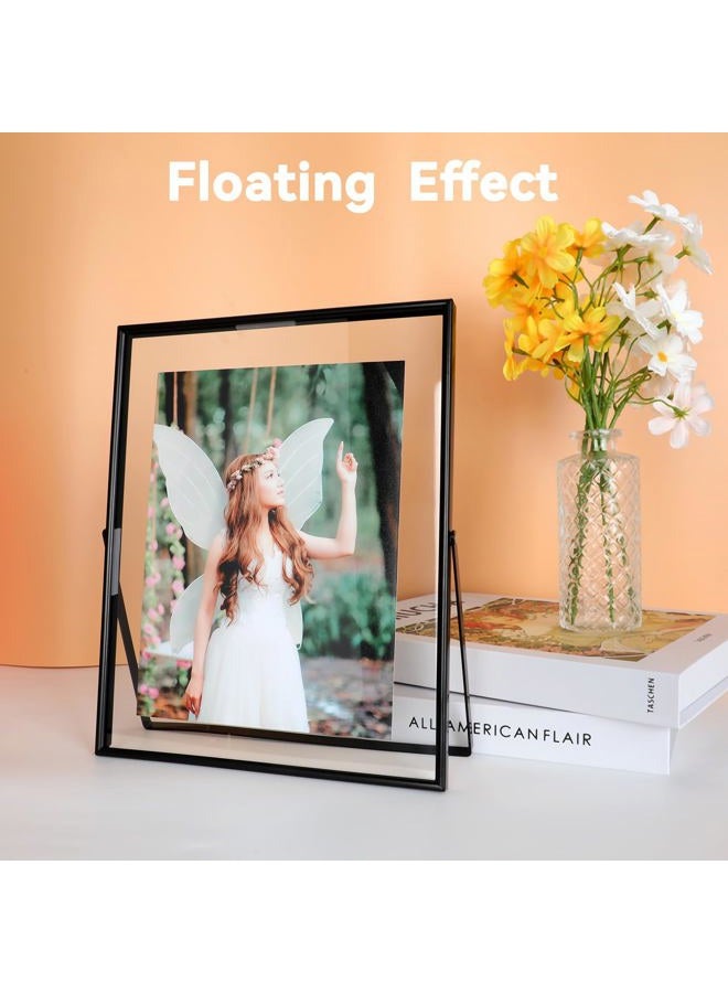 AhaGo Black Floating Frame, 8"x10", Vertical, For Picture 7x9, 6x8, 5x7, Tabletop Shelf Photo Frame, For Father or Mother, Classy For Birthday or Wedding, Home or Office Décor - Image 3