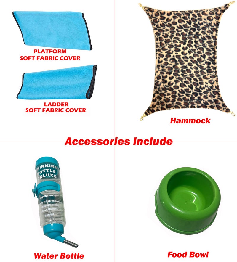 Mcage Deluxe Two Tiers Small Animal Critter Cage Tight 1/2-Inch Bar Spacing Water Bottle Food Bowl Feisty Ferret Hammock Chinchilla Rat Mice Squirrel Rabbit Sugar Glider Easy Clean Pull Out Grate Tray - Image 5