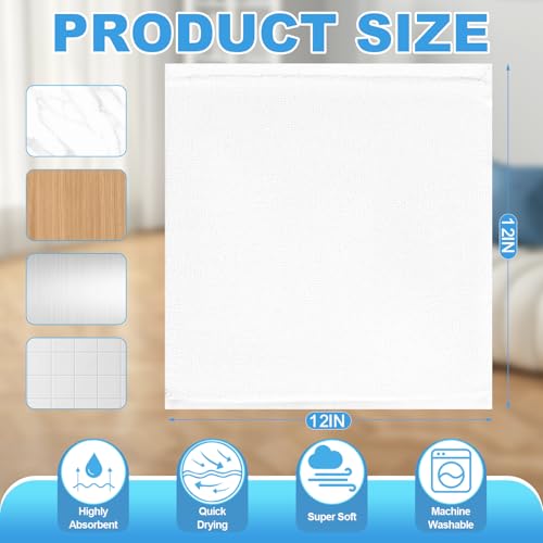 INFICRIME 12 Pack 100 Cotton Wash Cloth 12x12 Inch Highly Absorbent and Soft Feel Fingertip Towels Machine Washable Washcloths for Bathroom Gym Hotel Spa and Kitchen White - Image 3