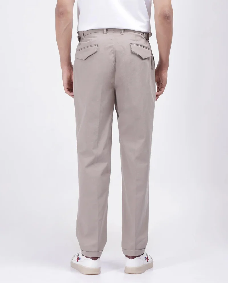 Rare Rabbit Men's Double Pleated Italian Trousers With Adjustable Waistband