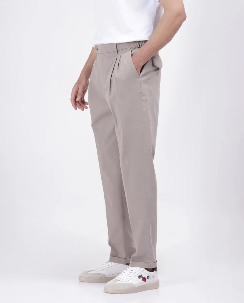 Rare Rabbit Men's Double Pleated Italian Trousers With Adjustable Waistband