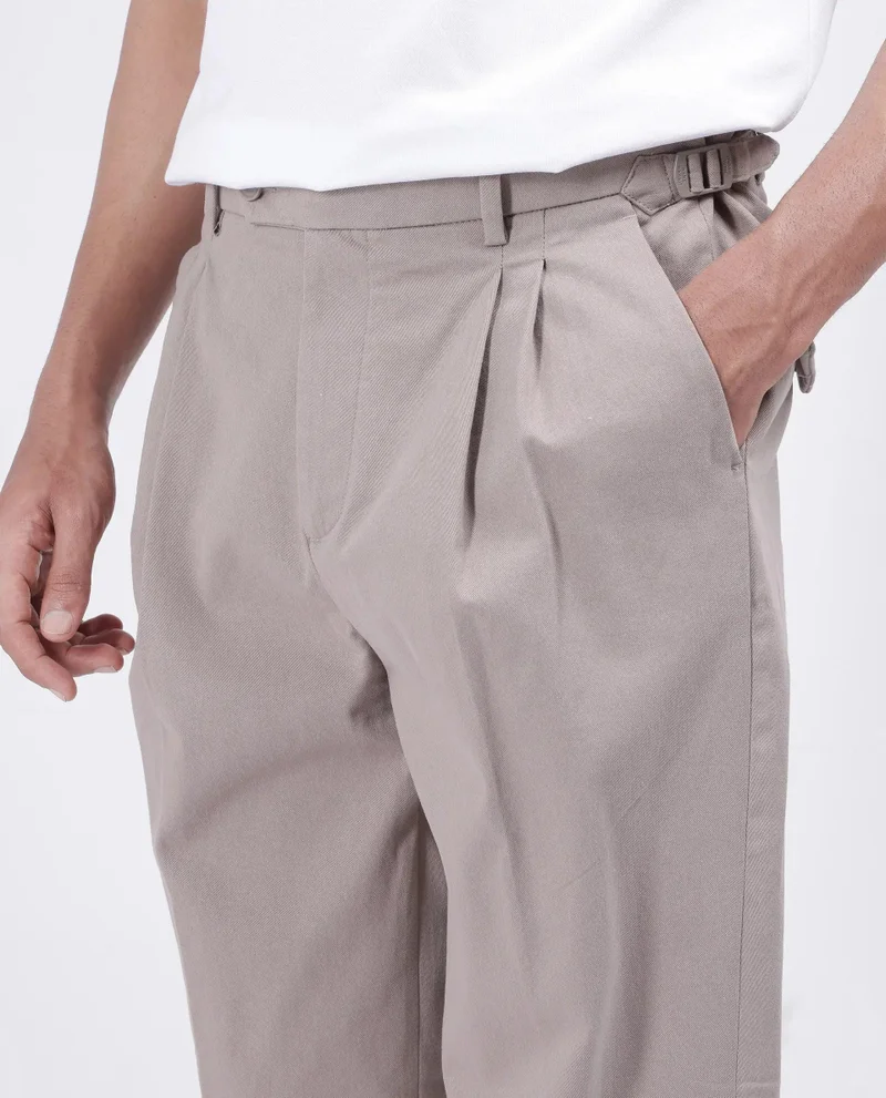 Rare Rabbit Men's Double Pleated Italian Trousers With Adjustable Waistband