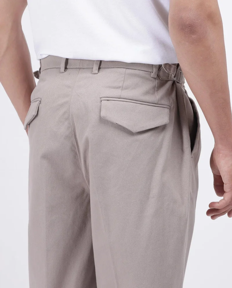 Rare Rabbit Men's Double Pleated Italian Trousers With Adjustable Waistband