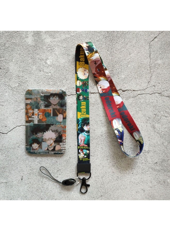 NIBEMINENT 1 - Piece My Hero Academy Kpop Photo Card Holder Pendant Key Chain ID Badge Holder ID Card Holder Photo Card Protector for School ID Office ID Access Card for Women Girls