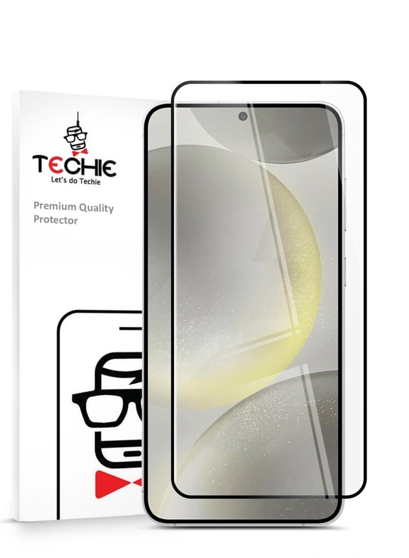 Techie Full Cover 10H Hardness HD Tempered Glass Screen Protector for Samsung Galaxy S24 2024 - Anti-Scratch, Anti-Fingerprint, and Bubbles Free Technology - Image 1