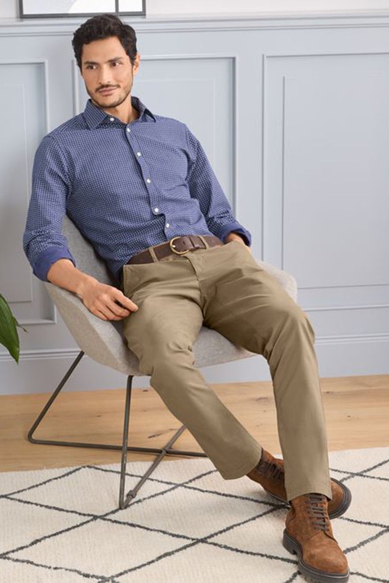 Tchibo Men Regular Fit Plain Chino Pants, Brown - Image 1