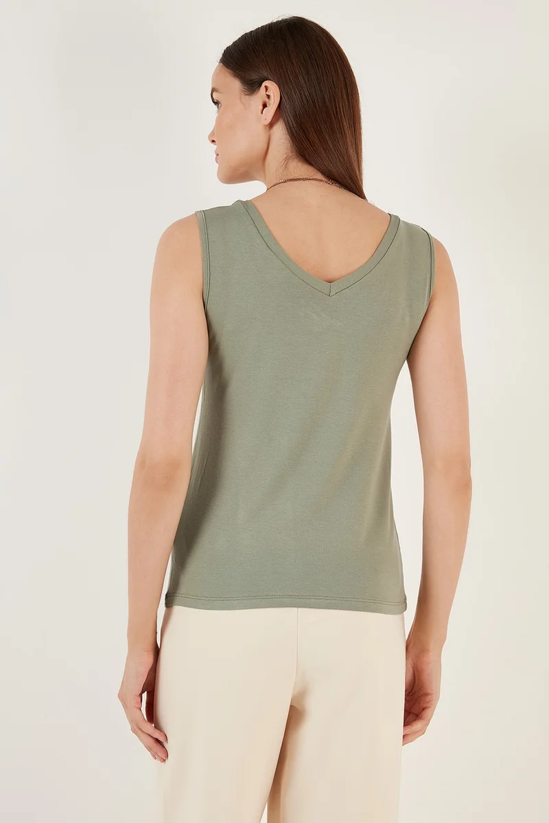 ليلا V-Neck Thick Strap Women's Blouse 5864384