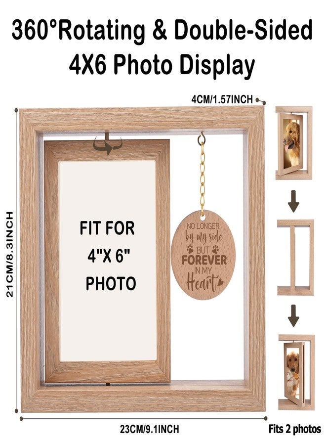 Andthen Dog Memorial Picture Frame with Dog Hair Collector Keychain & Pet Paw Print Kit，Pet Loss Gifts Wooden Rotating Picture Frame 4 X 6 - Image 4