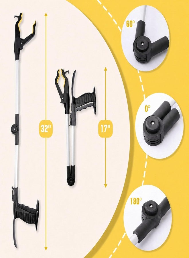 CRAFTZONE 32" Grabber Reacher Tool, 2-Pack Foldable Reacher Grabber Pickup Tool with Shoe Horn, Trash Picker Upper Grabber with 360° Rotating Jaw & Magnet, Lightweight Grabbers for Seniors Heavy Duty - Image 4