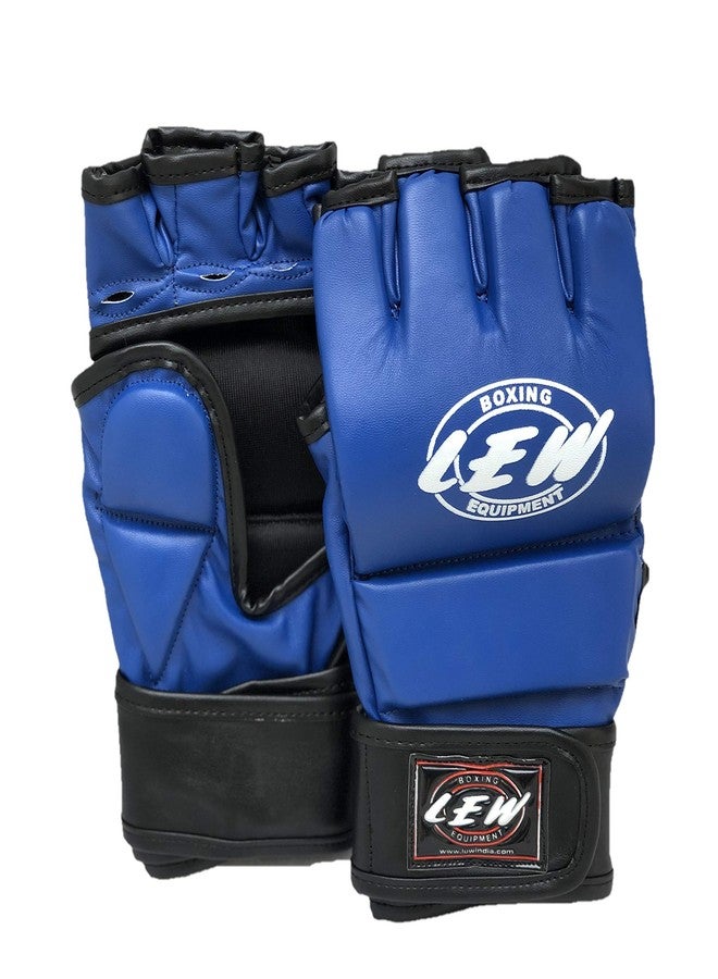 LEW Blue/Black Martial Arts Training & Sparring | Palm-O Maya Hide Leather Grappling Mitts |Good for Kickboxing, Muay Thai, Cage Fighting, Punching Bag MMA Gloves - Image 1