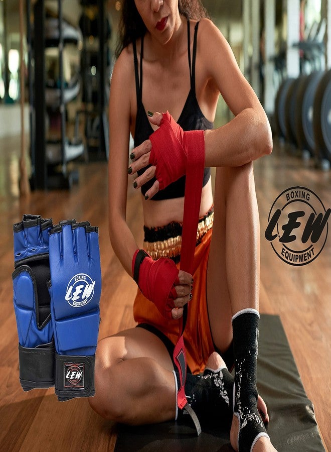 LEW Blue/Black Martial Arts Training & Sparring | Palm-O Maya Hide Leather Grappling Mitts |Good for Kickboxing, Muay Thai, Cage Fighting, Punching Bag MMA Gloves - Image 5