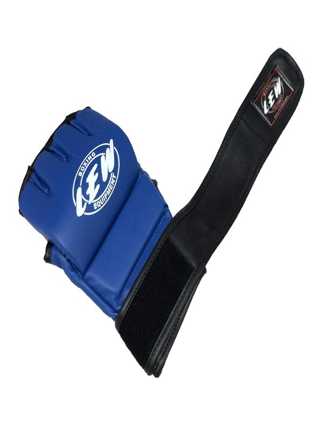 LEW Blue/Black Martial Arts Training & Sparring | Palm-O Maya Hide Leather Grappling Mitts |Good for Kickboxing, Muay Thai, Cage Fighting, Punching Bag MMA Gloves - Image 3