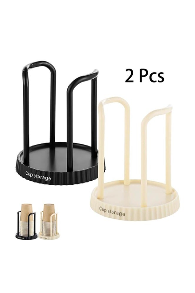 2 Pcs Paper Cup Dispensers,Round Disposable Paper Cup Holders,Tabletop Disposable Paper Cup Storages,Countertop Coffee Cup Organizers,Plastic Mouthwash Cups Holder for Bathroom Vanity - Image 1