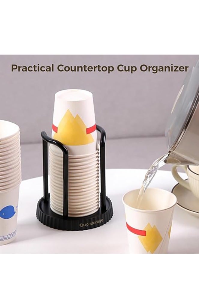 2 Pcs Paper Cup Dispensers,Round Disposable Paper Cup Holders,Tabletop Disposable Paper Cup Storages,Countertop Coffee Cup Organizers,Plastic Mouthwash Cups Holder for Bathroom Vanity - Image 2
