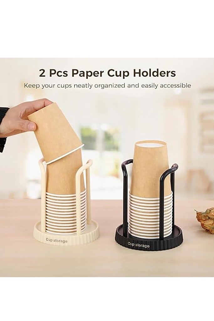 2 Pcs Paper Cup Dispensers,Round Disposable Paper Cup Holders,Tabletop Disposable Paper Cup Storages,Countertop Coffee Cup Organizers,Plastic Mouthwash Cups Holder for Bathroom Vanity - Image 3