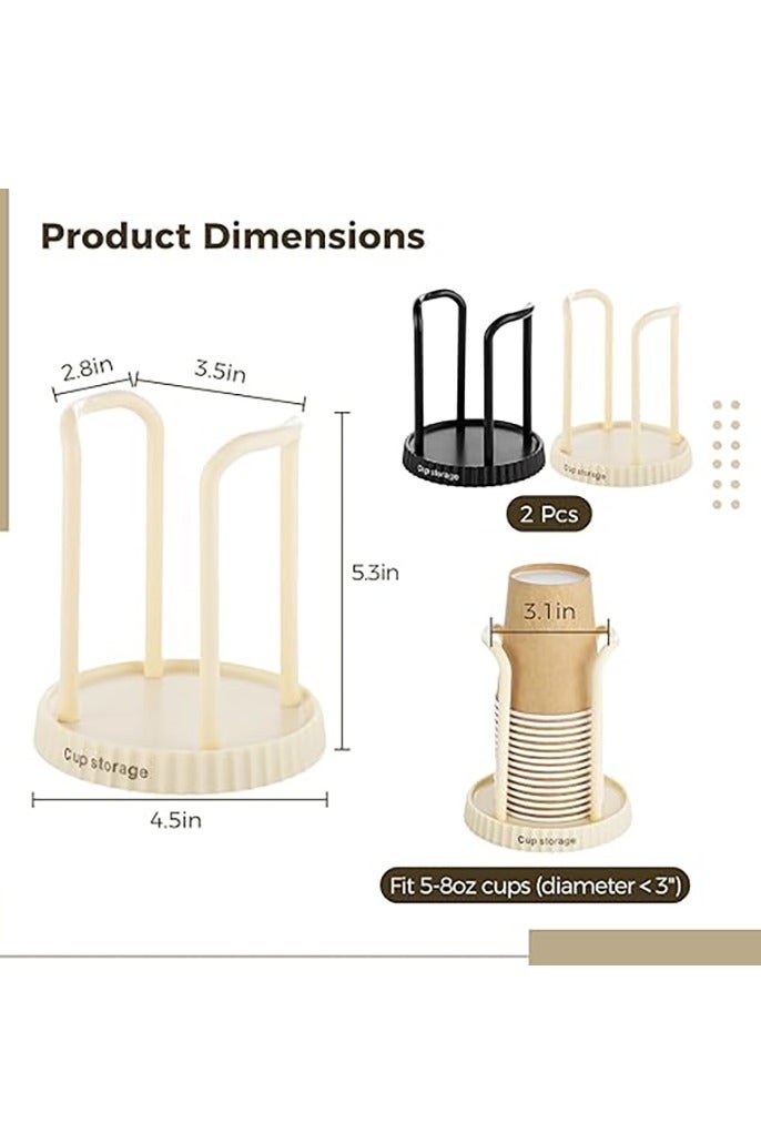 2 Pcs Paper Cup Dispensers,Round Disposable Paper Cup Holders,Tabletop Disposable Paper Cup Storages,Countertop Coffee Cup Organizers,Plastic Mouthwash Cups Holder for Bathroom Vanity - Image 4