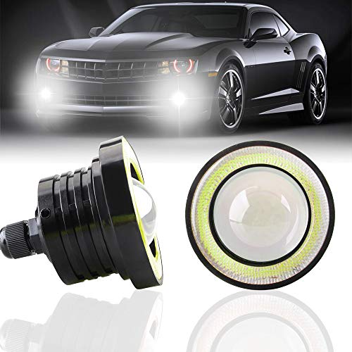 KaiDengZhe 2PCS Super Bright 3.5" Projector LED Fog Light 12V 10W White COB Halo Angel Eye Rings For Moto Headlight Car Daytime Running Light Fog Bulb - Image 1
