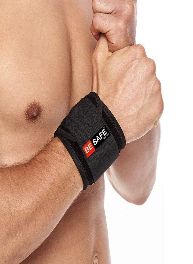 BESAFE Forever Wristband Gym Sports Wrist Support Band/Brace for Men/Women, Wrist Strap for Pain Relief, Black - Image 1