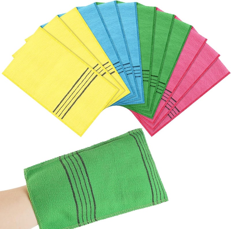 12 Pcs Exfoliating Washcloth, Korean Exfoliating Mitt Colorful Korean Exfoliating Cloth Large Size Exfoliating Body Scrubber for Removing Dry