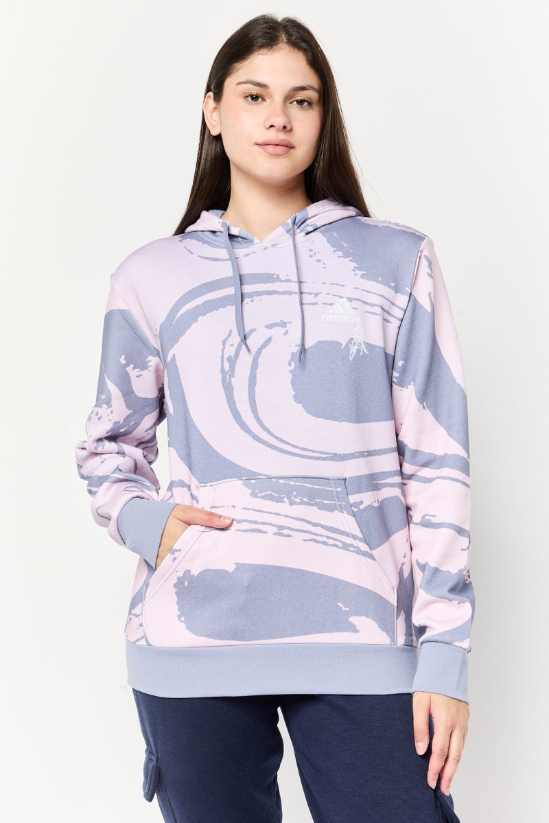Adidas Women Sportswear Fit Long Sleeve Outdoor Hoodie, Multicolor - Image 1