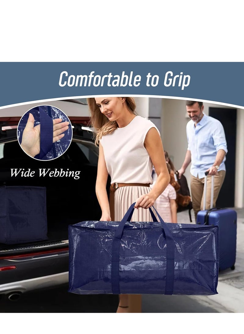 YelaJoy 6 Pack Extra Heavy Duty Large Moving Bags with Strong Zipper & Comfortable Handles, Sturdy & Durable Clothes Storage Bags Totes Bins, Blue Packing Moving Boxes for College Supplies, Dark Blue  - Image 5