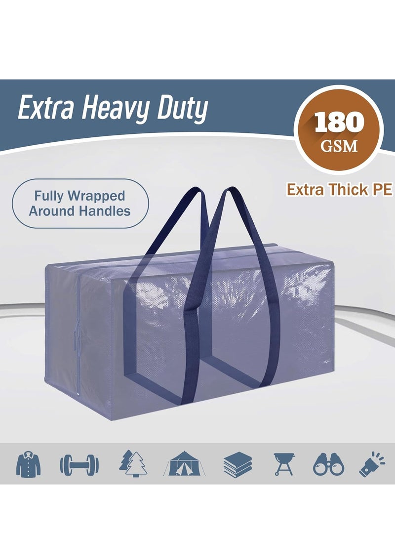 YelaJoy 6 Pack Extra Heavy Duty Large Moving Bags with Strong Zipper & Comfortable Handles, Sturdy & Durable Clothes Storage Bags Totes Bins, Blue Packing Moving Boxes for College Supplies, Dark Blue  - Image 3