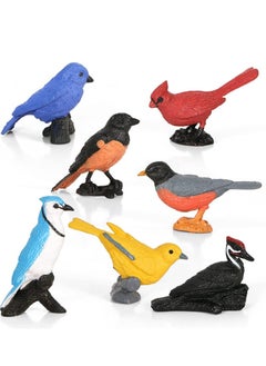 KASTWAVE Toy Bird Figures, 7pcs Mini Bird Figurines for Kids Birds Cake Cupcake Topper, Miniature Birds Animal Figure, Bird Educational Toy, Bird Cake Decoration Backyard Birds Toys, Party Gift for Kids  - Image 1