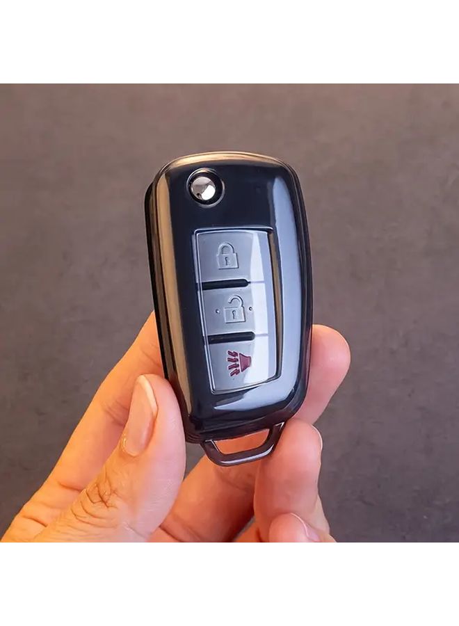 Transparent Black Single Shell Key Cover For Nissan Folding Remote Control Protective Case - Image 3