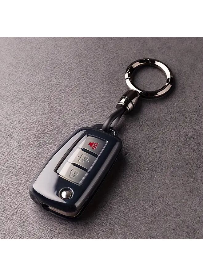 Transparent Black Single Shell Key Cover For Nissan Folding Remote Control Protective Case - Image 1