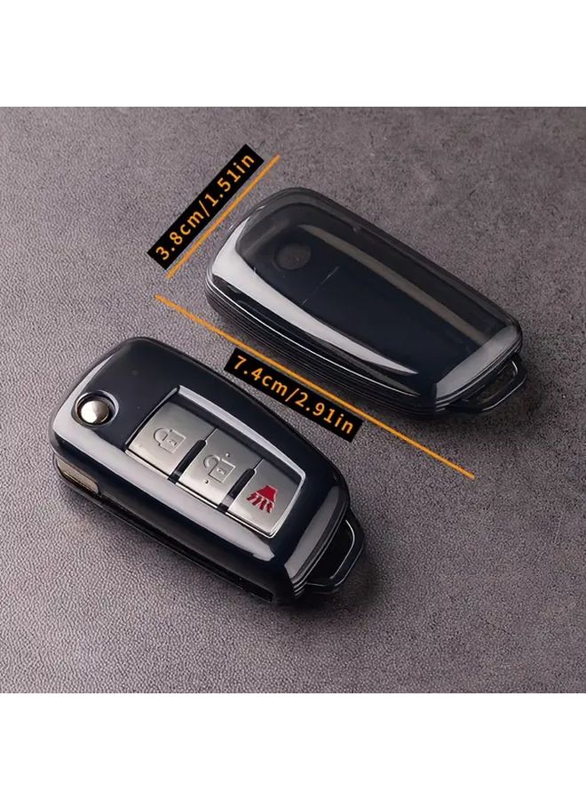 Transparent Black Single Shell Key Cover For Nissan Folding Remote Control Protective Case - Image 2