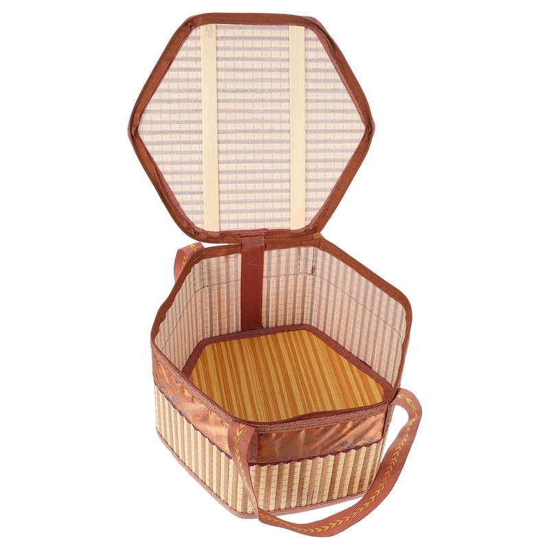 Woven Rattan Fruit Basket With Handle Portable Picnic Storage For Home - Image 2