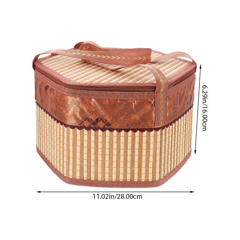 Woven Rattan Fruit Basket With Handle Portable Picnic Storage For Home - Image 3