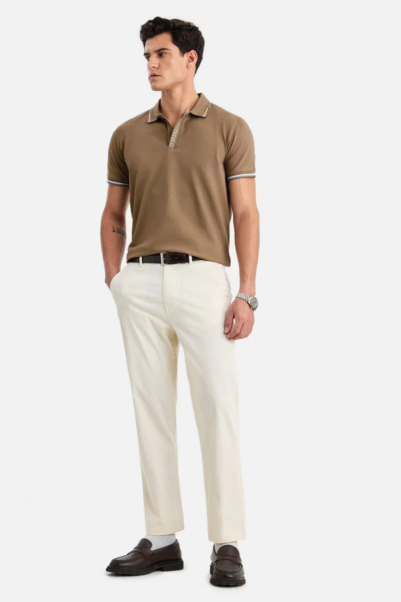 SNITCH Brown Solid Half Sleeve Regular Fit T-Shirt