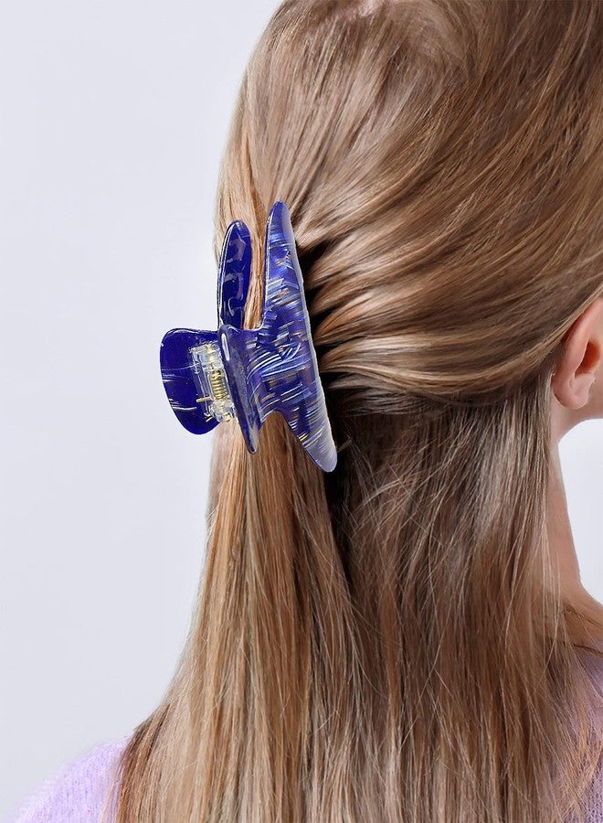 HYFEEL French Hair Jaw Claw Clips for Women Classic Medium Nonslip Grips Strong Hold Hair Clips for Fine Thin Hair, 3.5 Inch Cellulose Banana Barrettes Clamps Accessories Blue Brown Beige 3 Pack - Image 2