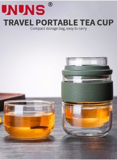 UNUNS Glass Tea Infuser,Double Wall Glass Travel Mug With Removable Tea Infuser,Portable Tea Tumbler Bottle Mug For Office Home Travel  - Image 5