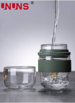 UNUNS Glass Tea Infuser,Double Wall Glass Travel Mug With Removable Tea Infuser,Portable Tea Tumbler Bottle Mug For Office Home Travel  - Image 3