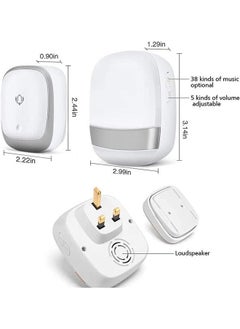 Arabest Wireless Doorbell,Push Button Self-powered Transmitter Waterproof Flashing Door Bell, 38 Chimes 5 Volume Levels (Silver)  - Image 2