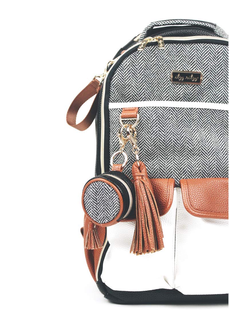 Itzy Ritzy Pacifier Holder Case with Clip - Pacifier Case Includes Clasp to Easily Attach to a Diaper Bag or Purse, Measures 2.5" in Diameter and Holds 2 Pacifiers (Coffee & Cream) - Image 2