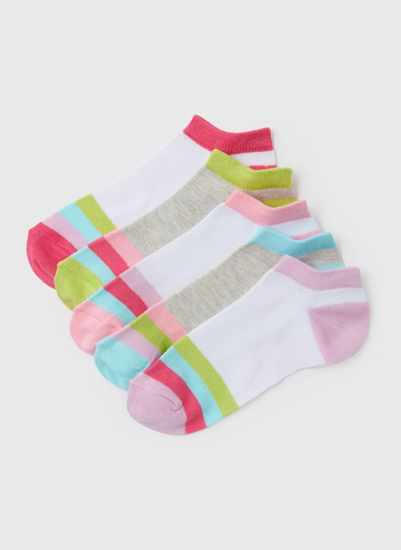 Matalan Girls 5 Pack Multicolour Trainer Socks