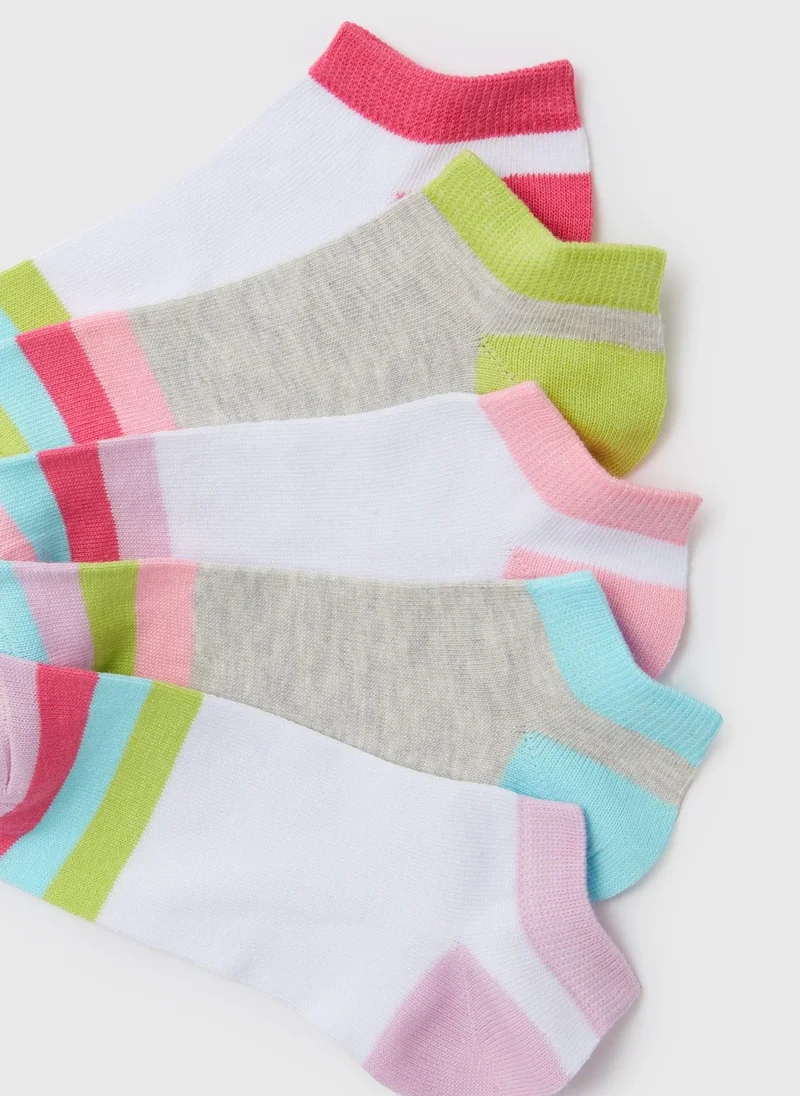Matalan Girls 5 Pack Multicolour Trainer Socks