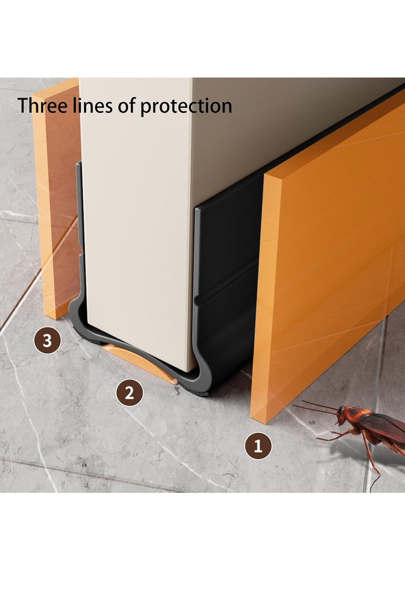 Under Door Draft Stopper Under Door Bottom Gap Draft Noise Blocker with Brush Door Window Breeze Blocker Weather Stripping Noise Stopper Strong Adhesive 93 CM - Image 3