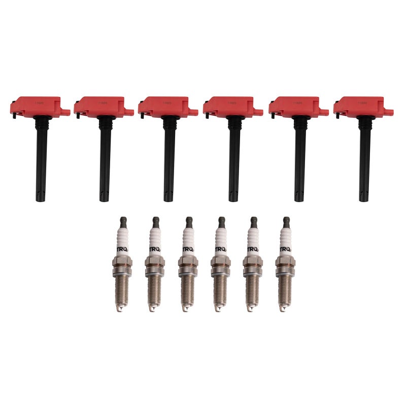 TRQ Ignition Kit Ignition Coil Spark Plugs Compatible with 1722 Chrysler 1621 Dodge 1622 Jeep 1921 Ram