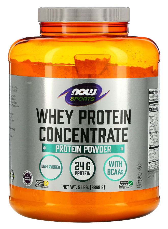 now Sports Whey Protein Concentrate Protein Powder Unflavored 5 lbs (2268 g)