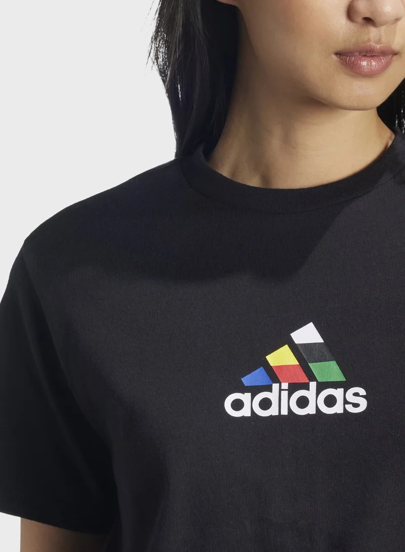 adidas تيشيرت تيرو نيشن مزين برسومات