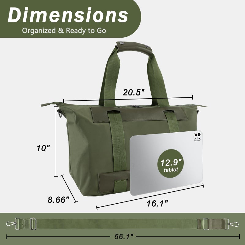 U+U Duffle Bag for Gym and Travel, Carry On Personal Item with Padded Laptop Sleeve, Water Resistant Weekender Overnight Bag (Hunter Green) - Image 3